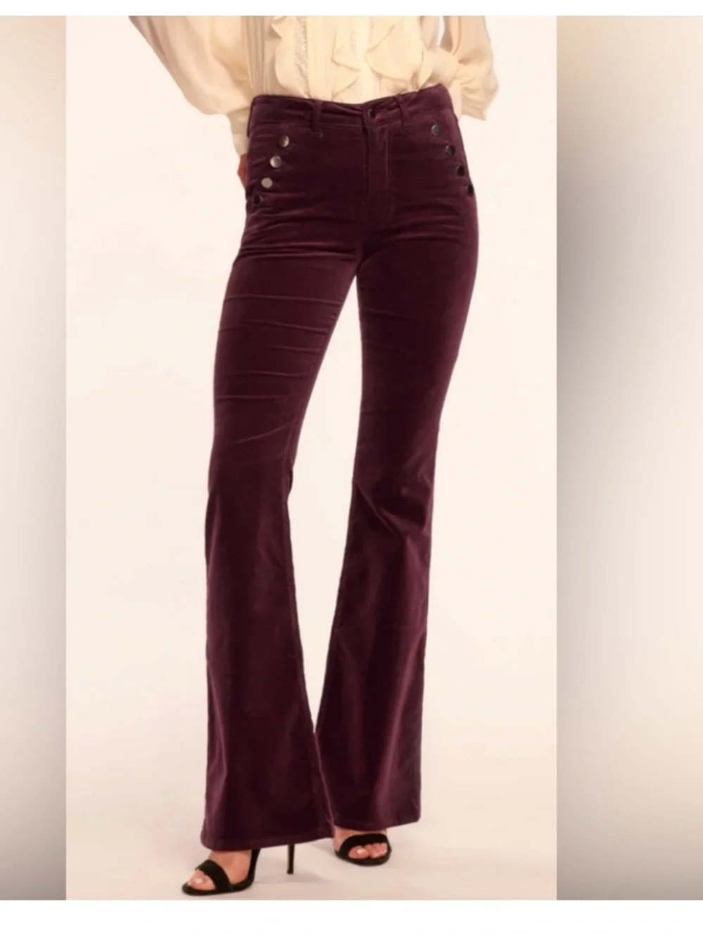NWOT Ramy Brook Helena velvet sangria maroon summer wide leg pants high $250